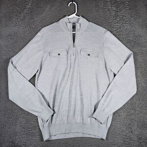 Michael Kors Light Gray Zip-Up Sweater with Front Pockets Casual Luxury Knitwear